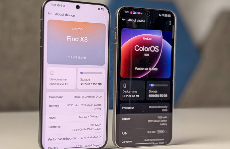 So sánh OPPO Find X9 với OPPO Find X8
