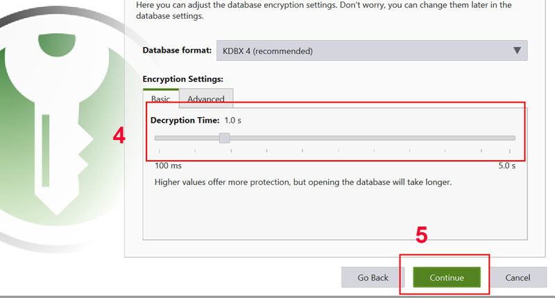 Nhấn vào “Decryption Time” để tăng hoặc giảm mức bảo vệ