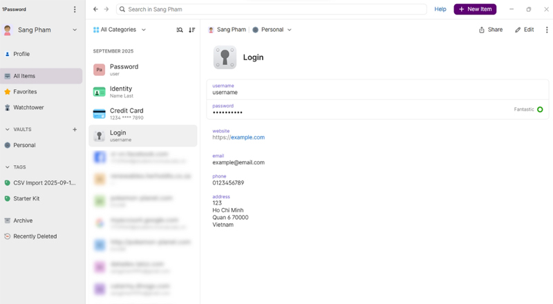 Danh mục dữ liệu mới được thêm vào Vault