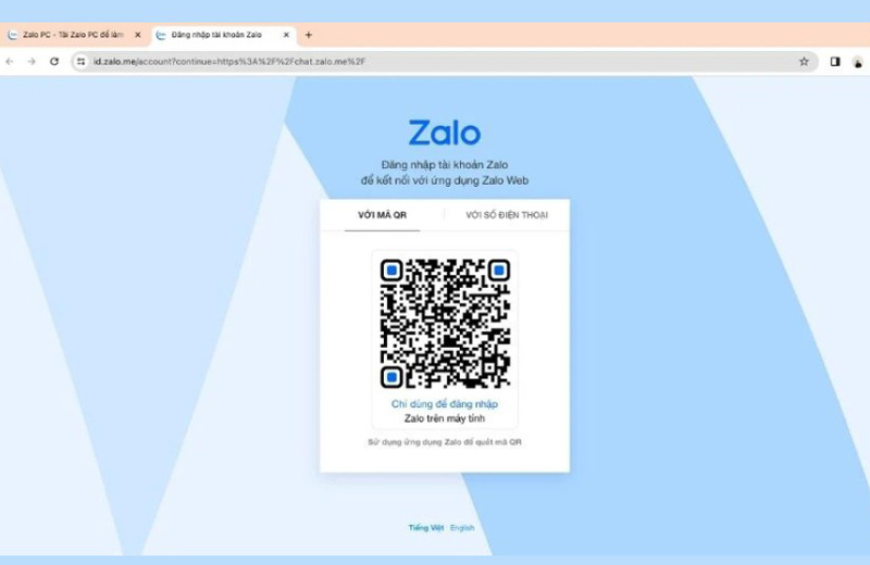 Một mã QR sẽ hiện lên màn hình