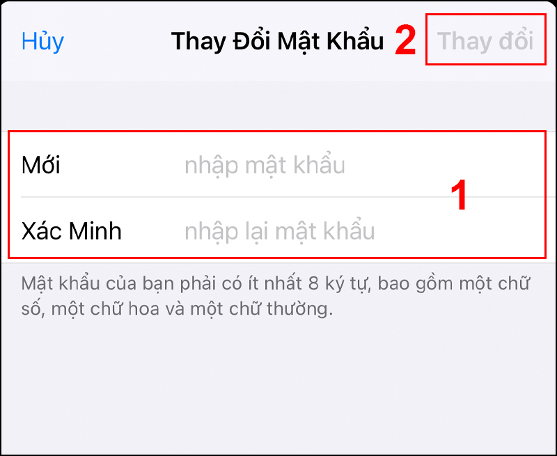 Nhập mật khẩu Apple ID mới