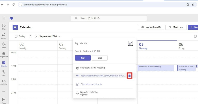 copy link URL cuộc họp