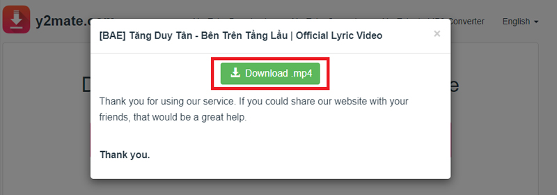 bạn chọn vào Download .mp4 để hoàn thành