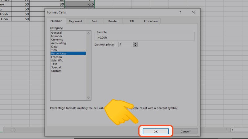 nhấn OK để hoàn thành
