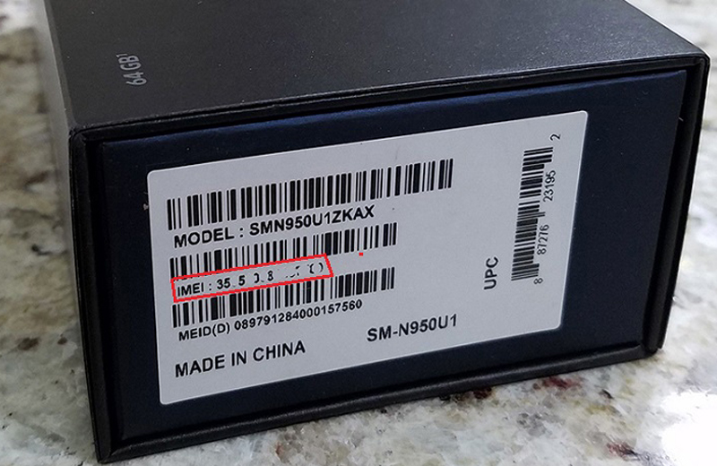 cách xác định số IMEI trên vỏ hộp 