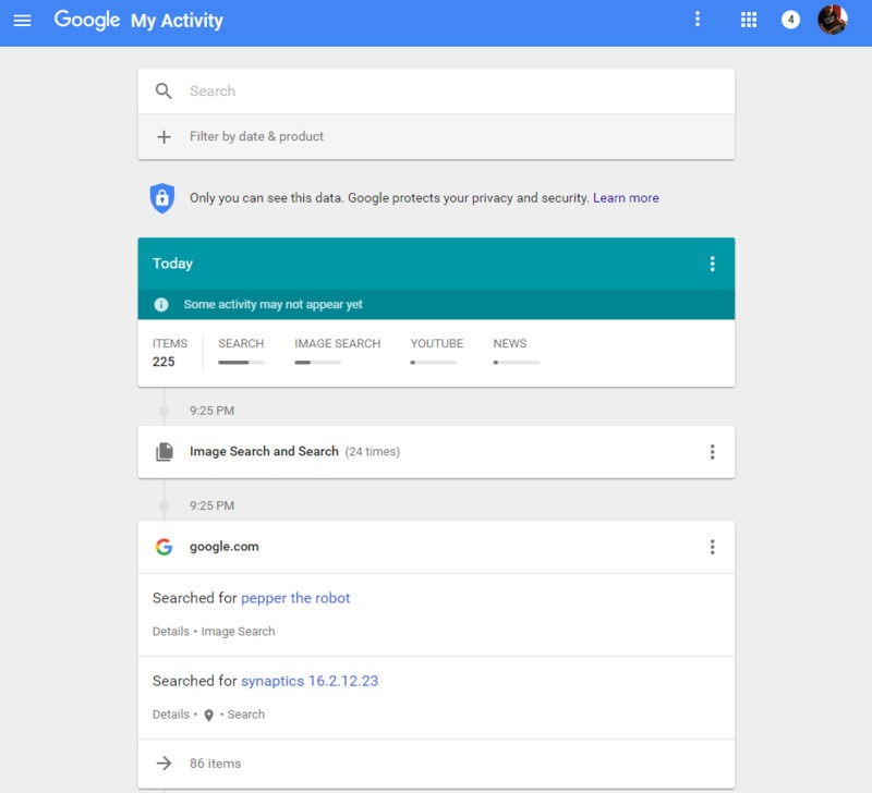 Xóa lịch sử tìm kiếm thông qua tài khoản Google