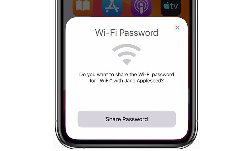 Bạn nhấn vào nút Chia sẻ Mật khẩu