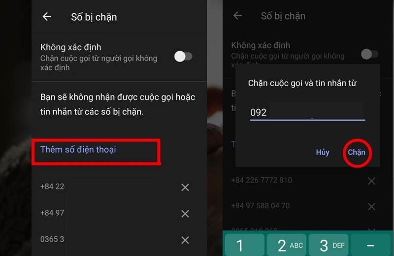 cách chặn từng số trên samsung số bị chặn