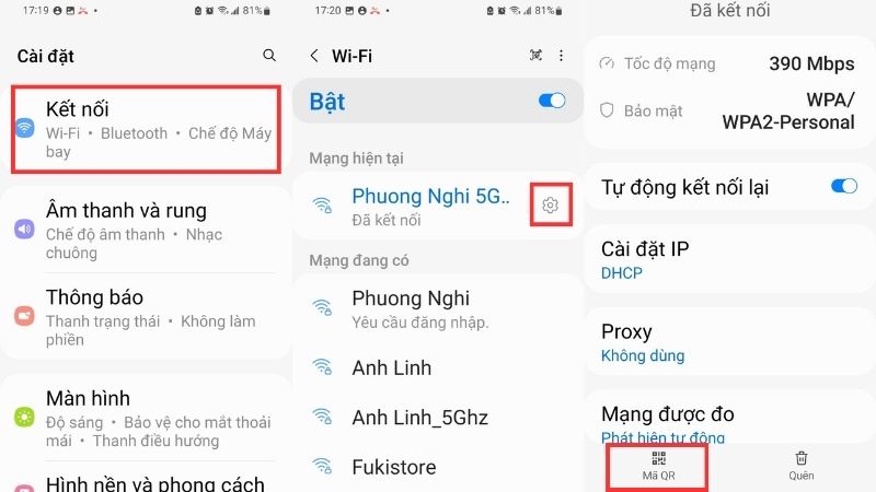 cách chia sẻ wifi trên samsung bằng mã qr