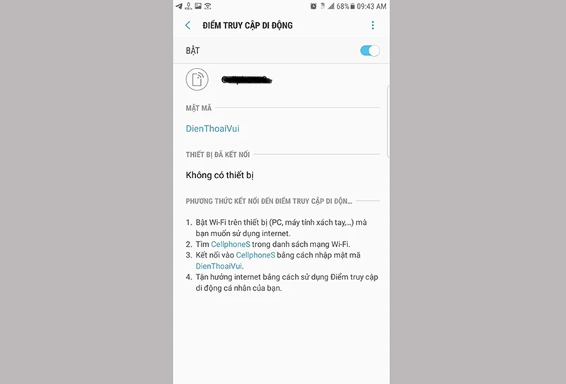 cách chia sẻ wifi trên samsung tên mạng