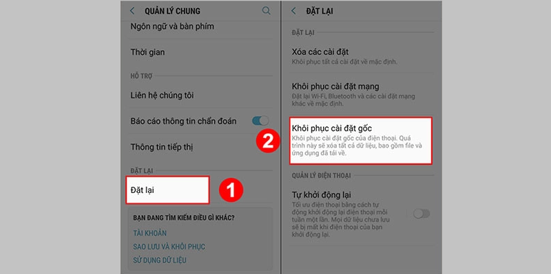 cách reset điện thoại samsung khôi phục cài đặt