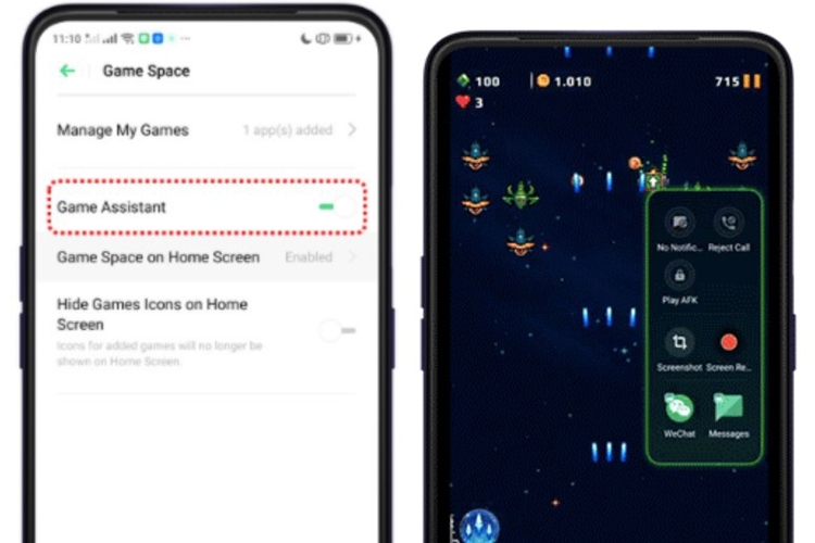 sử dụng không gian trò chơi oppo bật âm thanh