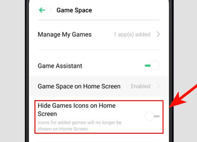sử dụng không gian trò chơi oppo xóa