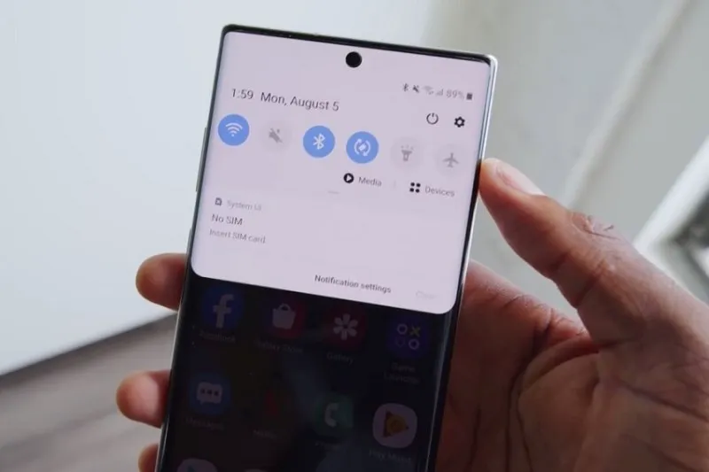 tắt nguồn samsung thanh thông báo