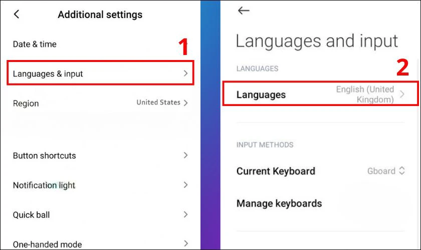 chọn ngôn ngữ khi cài tiếng việt cho xiaomi redmi