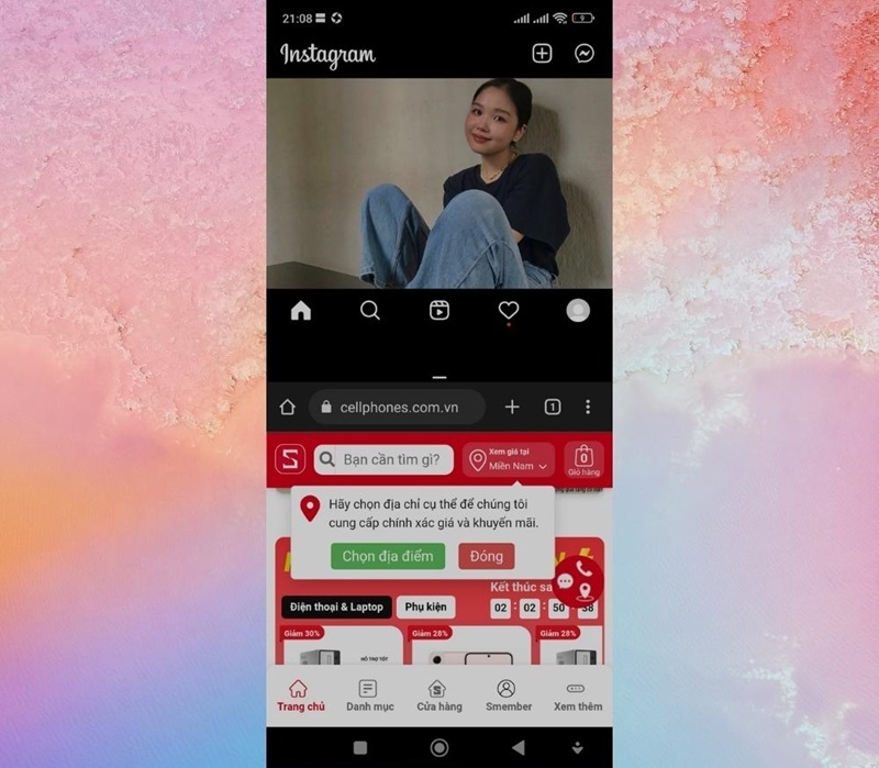chọn ứng dụng chia đôi màn hình xiaomi 