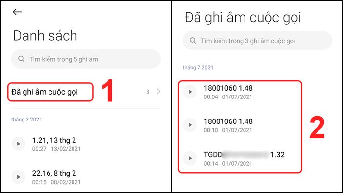 mở lại file ghi âm cuộc gọi trên xiaomi