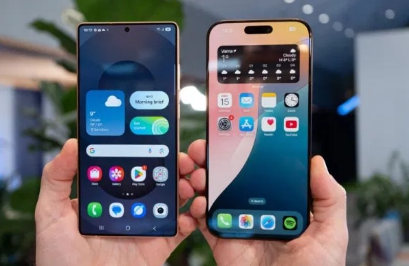 So sánh Galaxy S25 Ultra và iPhone 16 Pro Max màu hình 