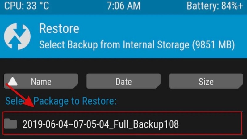xác nhận khôi phục lưu Nandroid từ hệ thống