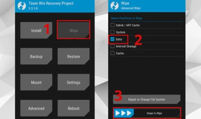 Xóa dữ liệu và flash lại ROM