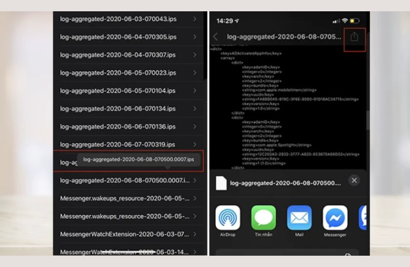 lưu file để kiểm tra số lần sạc pin trên iPhone
