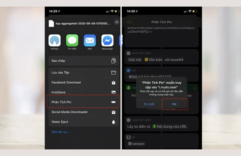 tải file phân tích để kiểm tra số lần sạc pin trên iPhone