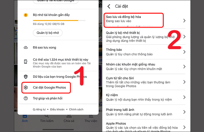 sao lưu và đồng bộ dữ liệu