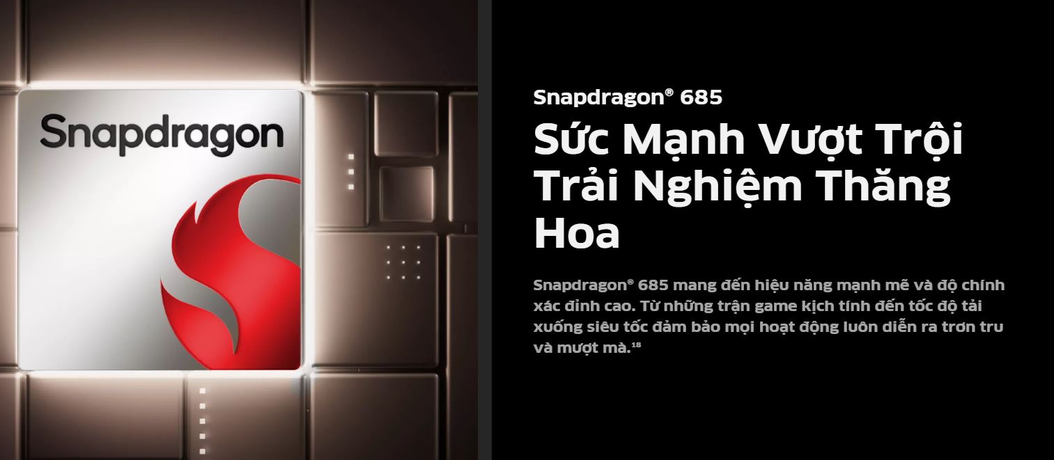 Vivo V50 Lite 4G chạy vi xử lý Snapdragon 685 mạnh mẽ