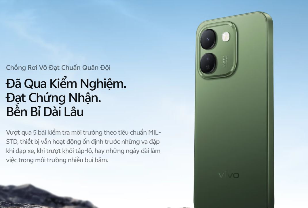 vivo V80 Lite 5G đạt chuẩn bền quân đội MIL STD 810H, 