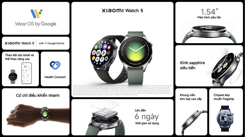 Các tính năng chính của Xiaomi Watch 5
