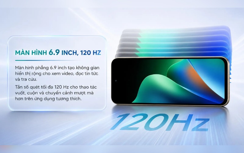 Màn hình LCD 120Hz kích thước lớn 6.9 inch