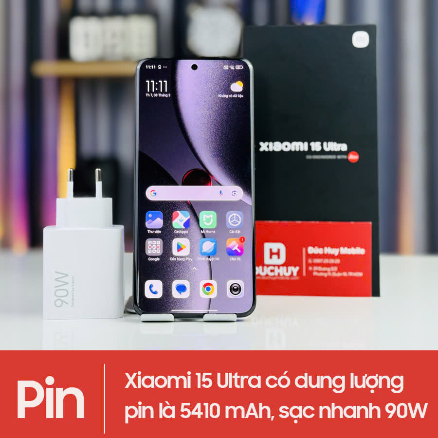 Xiaomi 15 Ultra có pin dung lượng 5410mAh, sạc nhanh 90W