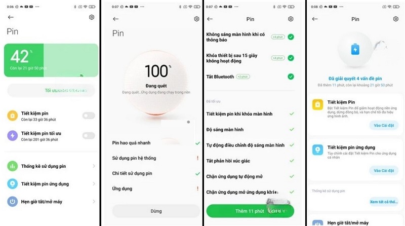 Kiểm tra chai pin Xiaomi qua cài đặt