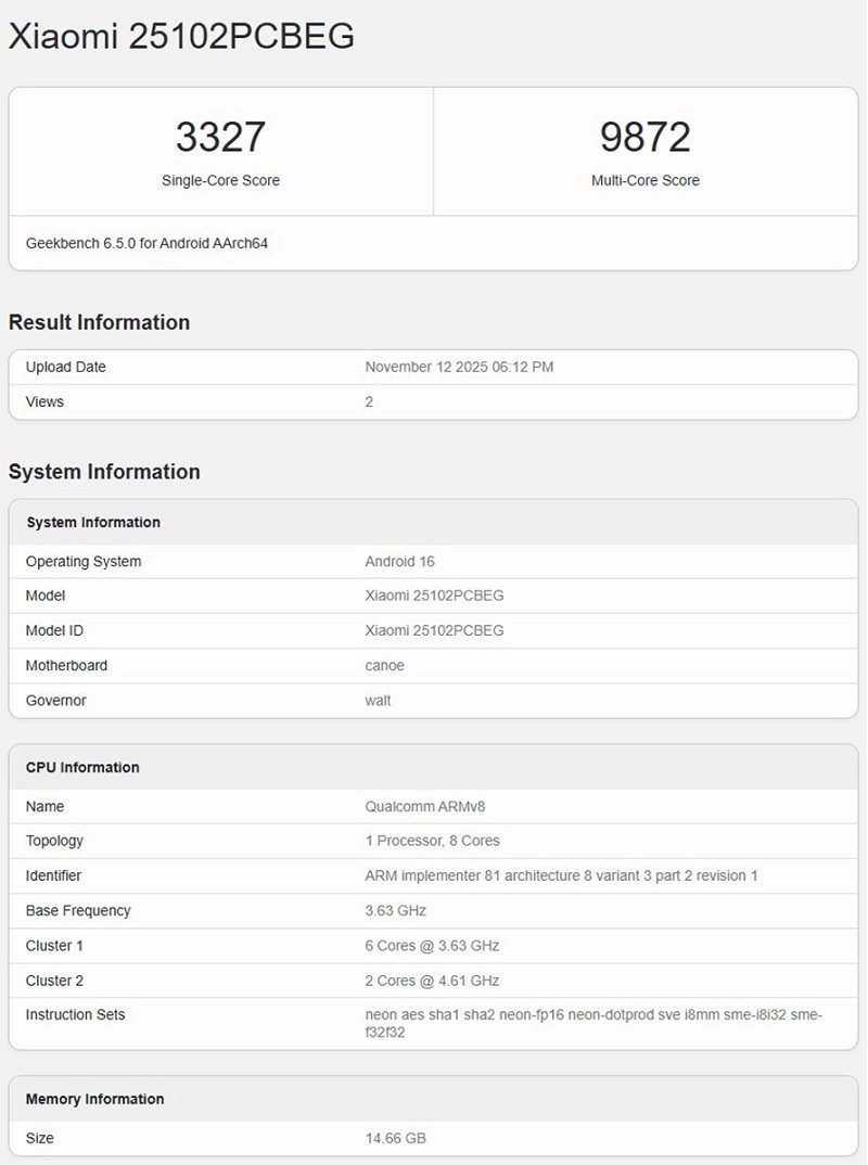 Điểm hiệu năng của POCO F8 Ultra