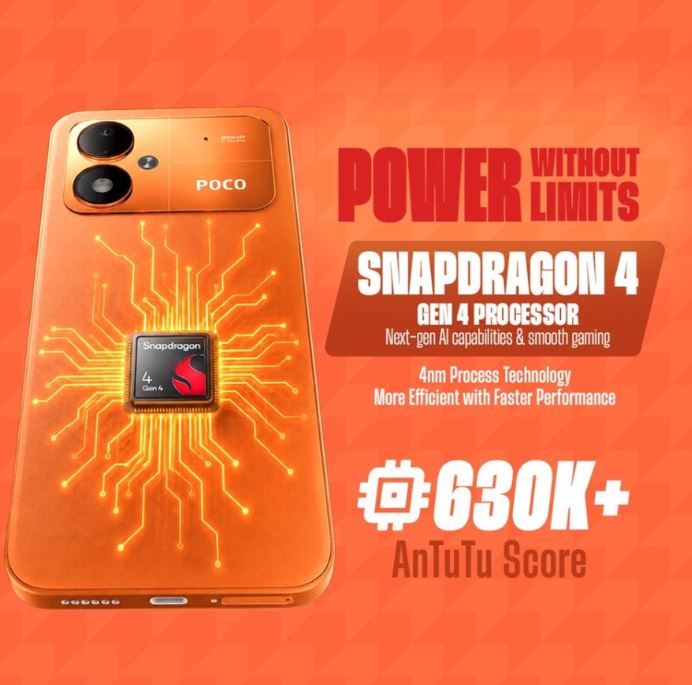 Poco M8 Power 5G chạy vi xử lý Qualcomm Snapdragon 4 Gen 4