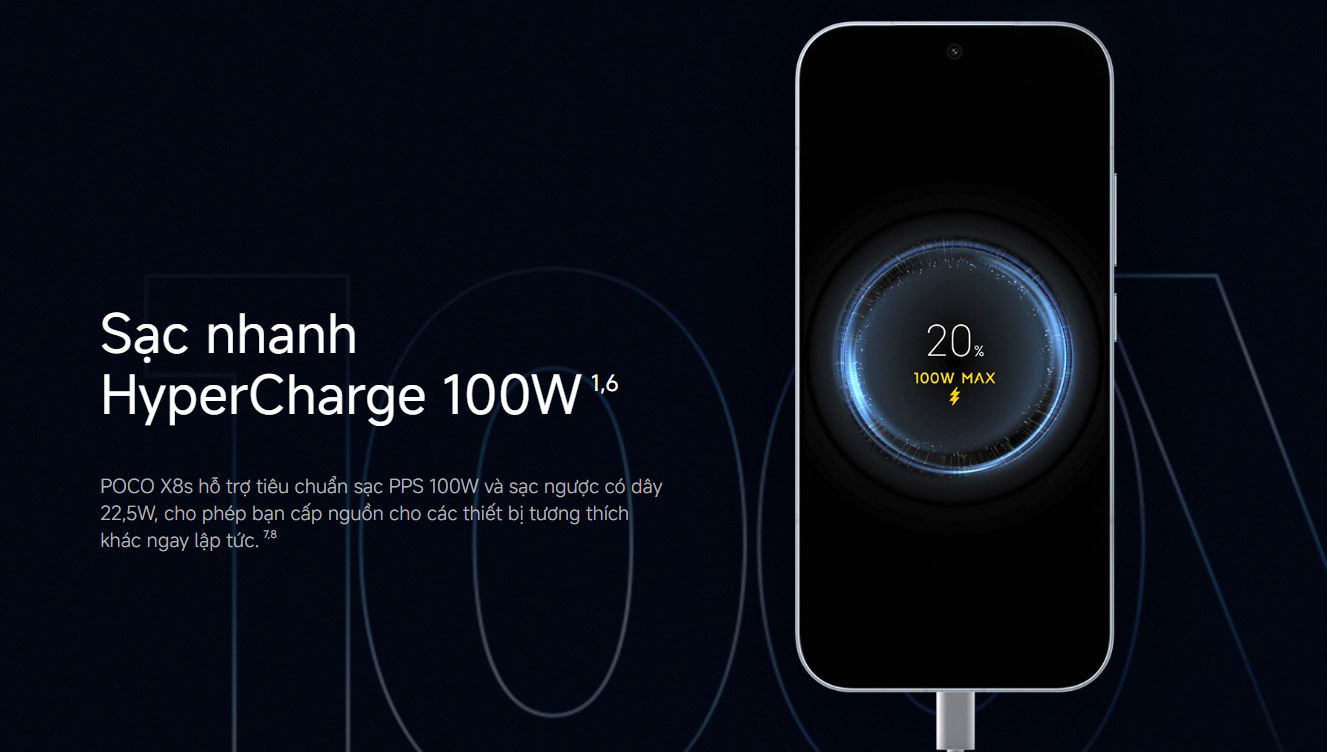 POCO X8s 5G có sạc nhanh 100W