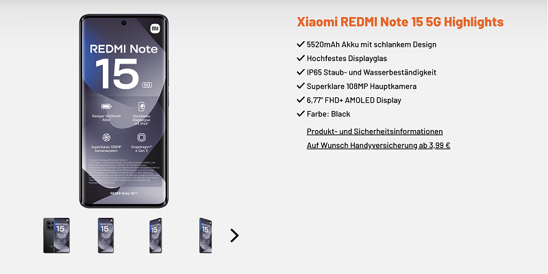 Thông tin về Redmi Note 15 5G