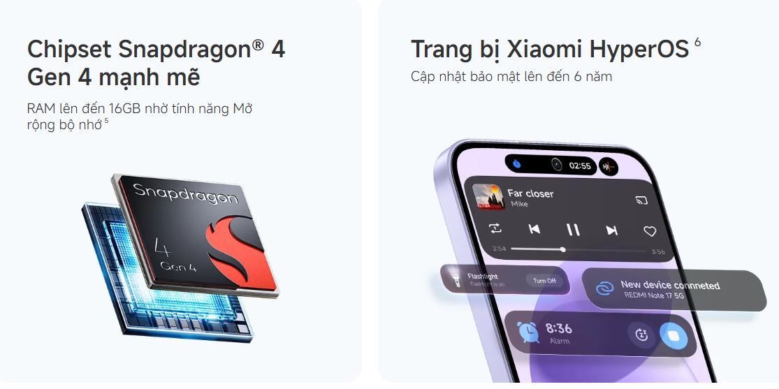 Redmi Note 17 5G 256GB có hiệu năng mạnh
