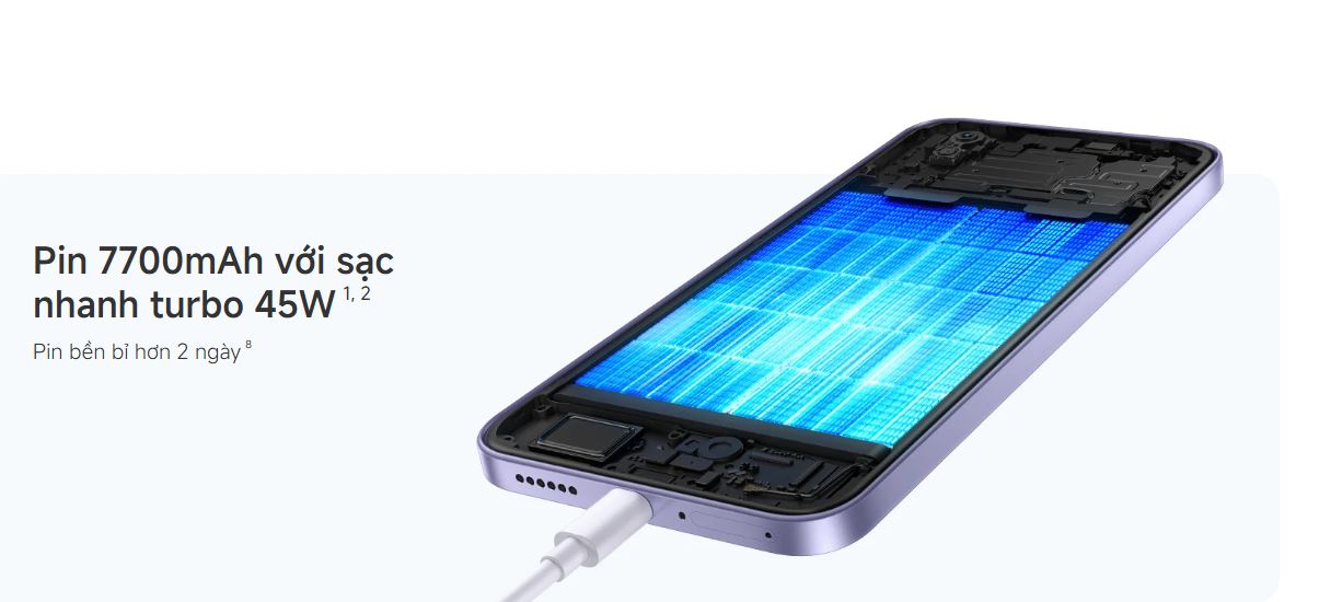 Redmi Note 17 5G 256GB sở hữu viên pin 7.700mAh, sạc 45W