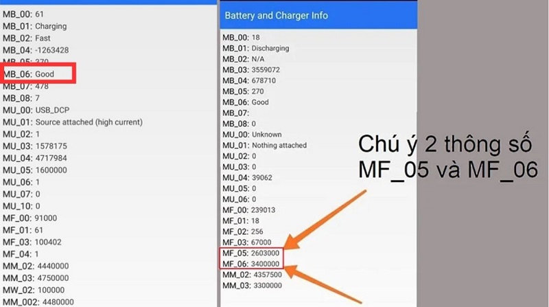 Xem các thông số để kiểm tra pin Xiaomi