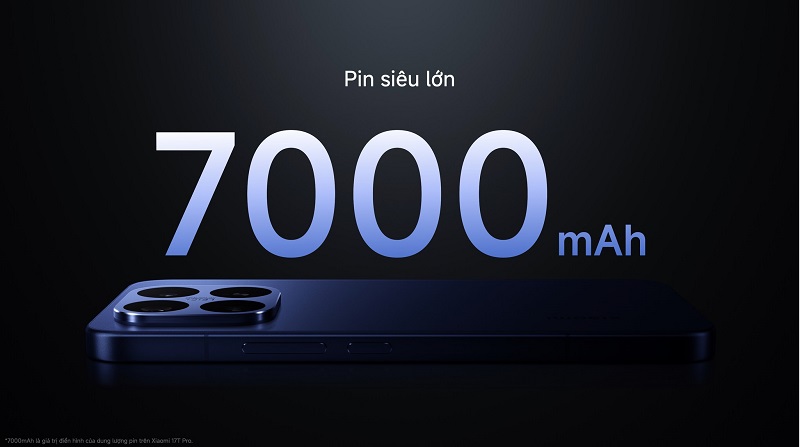 Xiaomi 17T Pro có dung lượng pin 7.000mAh