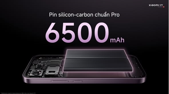 Xiaomi 17T có dung lượng pin 6.500mAh