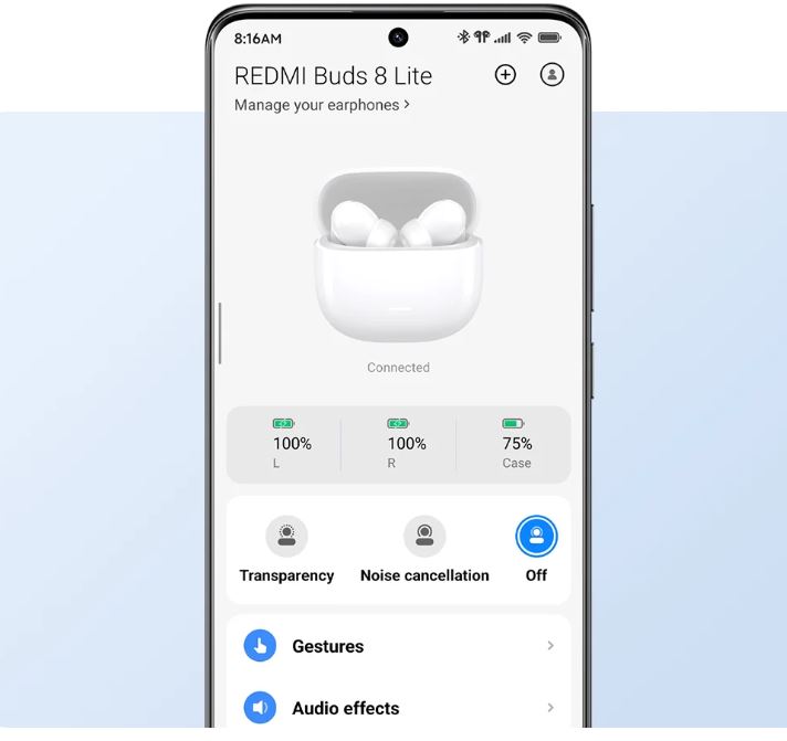 Xiaomi Redmi Buds 8 Lite có Hybrid ANC