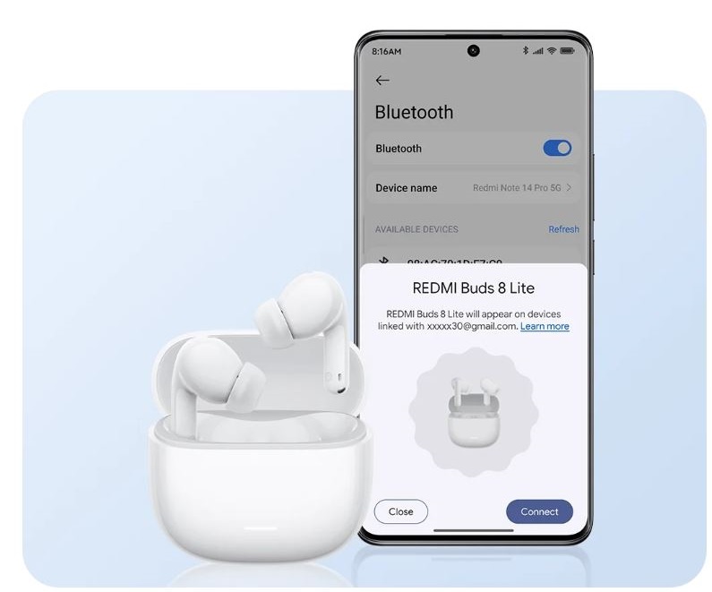 Xiaomi Redmi Buds 8 Lite hỗ trợ kết nối 2 thiết bị cùng lúc