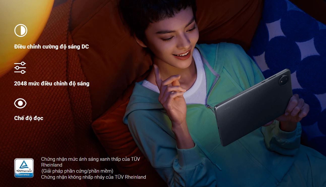 màn hình Xiaomi Redmi Pad SE 8.7 WiFi đạt chứng nhận bảo vệ mắt TÜV Rheinland,