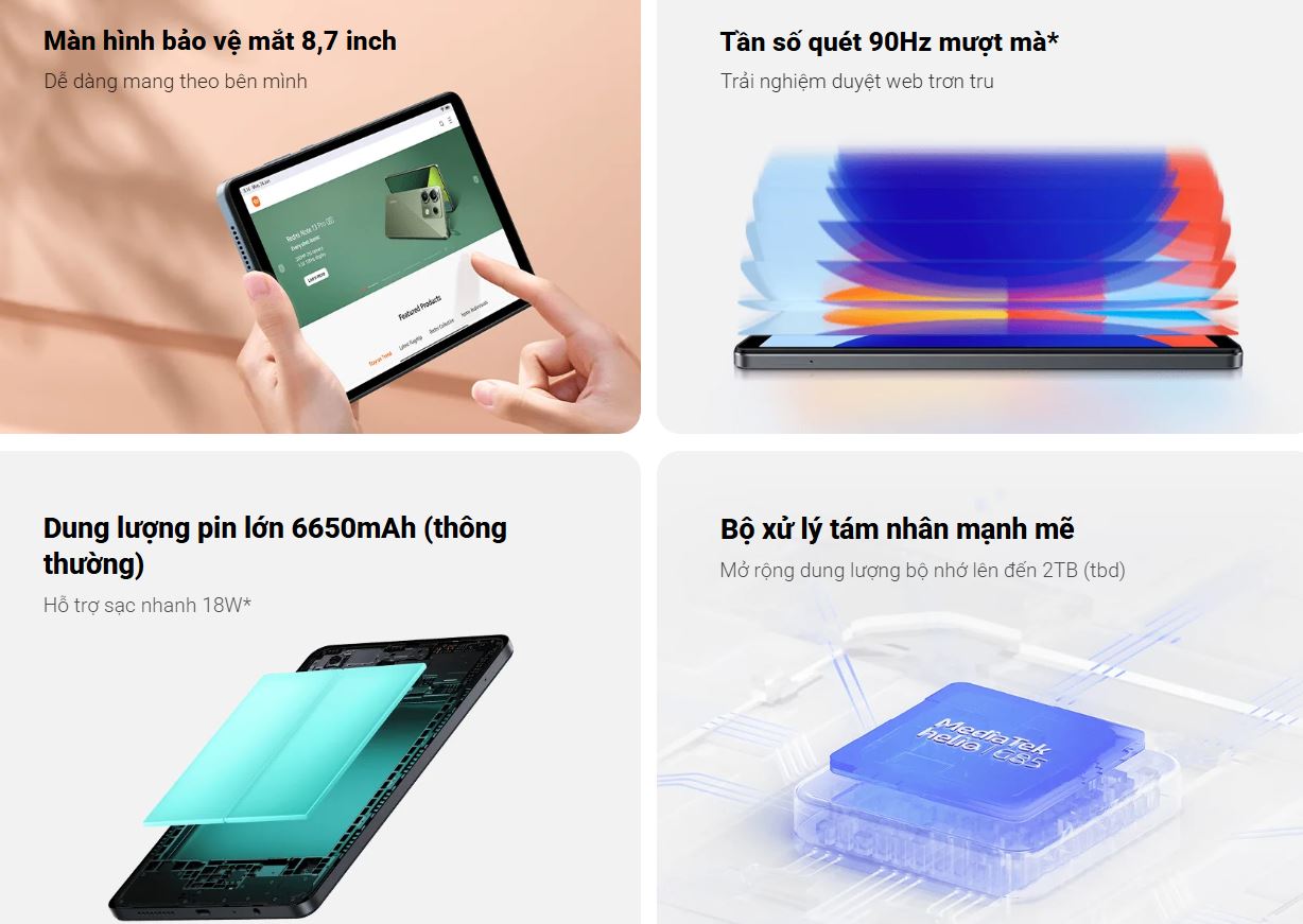 Xiaomi Redmi Pad SE 8.7 WiFi có nhiều ưu điểm nổi bật