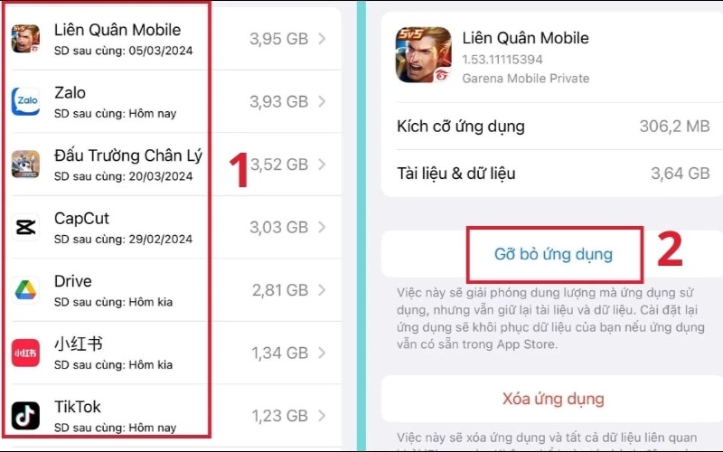 Gỡ bỏ ứng dụng không dùng bước 2