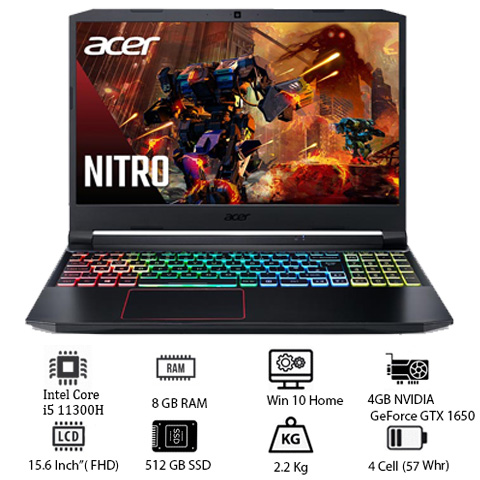 Laptop Acer Gaming Nitro 5 AN515-56-51N4 (NH.QBZSV.002) (i5 11300H/ 8GB Ram/ 512GB SSD/ GTX1650 4G/15.6 inch FHD 144Hz/Win 10) (2021)