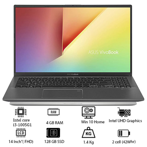 Notebook Asus VivoBook X413JA-211.VBWB ( Intel Core i3-1005G1 /4GB DDR4/ 128GB NVMe SSD/14inchFHD/Win10/Màu Trắng