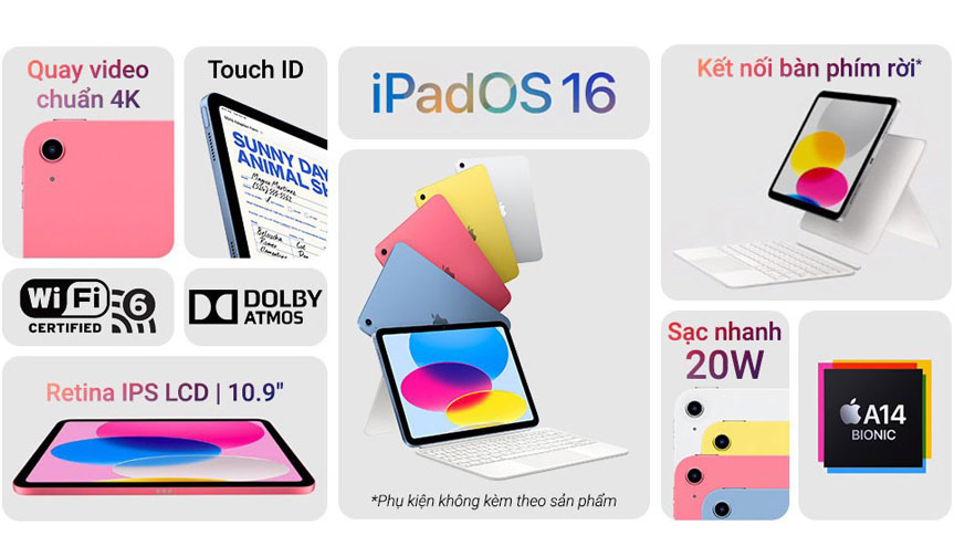 iPad Gen 10 (10.9 inch) 2022 64GB 5G + Wifi Chính Hãng Apple (Like New)